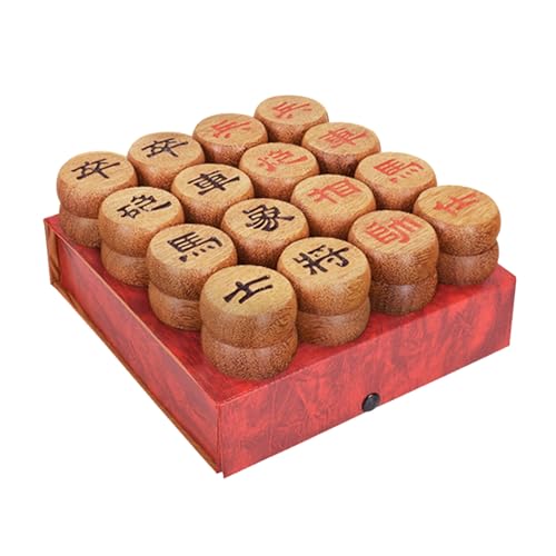 Chinesisches Schachspiel mit Wenge-Figuren und Lederschachbrett. Traditionelles Xiangqi, klassisches pädagogisches Strategie-Brettspiel for 2 Spieler(Box) von SDFSDE