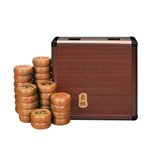 Chinesisches Schachspiel mit Wenge-Figuren und Lederschachbrett. Traditionelles Xiangqi, klassisches pädagogisches Strategie-Brettspiel for 2 Spieler(Wooden Box) von SDFSDE
