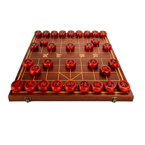 Chinesisches Schachstrategie-Brettspielset for 2 Spieler, Reisebrettspielset mit Palisanderstücken und faltbarem Schachbrett(4.8cm/1.9in) von SDFSDE