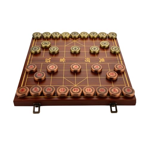 Retro-Chinesisches Schachspielset mit Messingfiguren und faltbarem Schachbrett, tragbares Xiangqi-Strategiespiel for 2 Spieler(4.9cm/1.9in) von SDFSDE