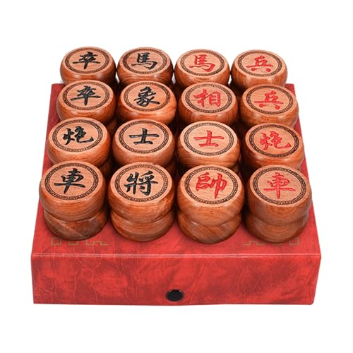 Xiangqi Palisander mit Lederschachbrett, tragbares chinesisches Schachspiel, Desktop-Strategie-Brettspiele for Familienfeiern und im Freien(5.8cm/2.3in) von SDFSDE