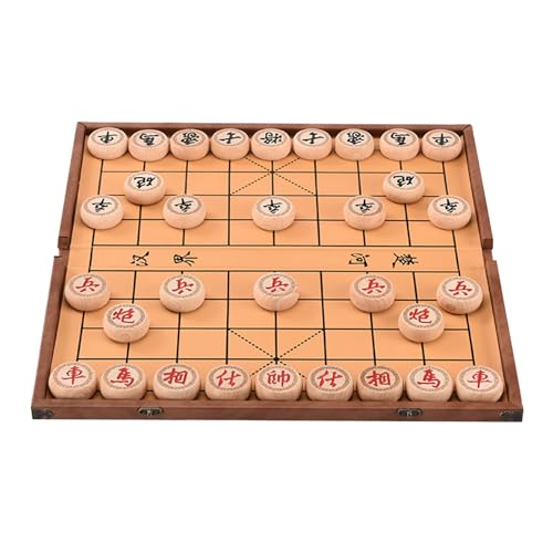 Xiangqi aus Buchenholz mit faltbarem Schachbrett, tragbares chinesisches Schachspiel, Desktop-Strategie-Brettspiele for Familienfeiern(B,4.8cm/1.9in) von SDFSDE