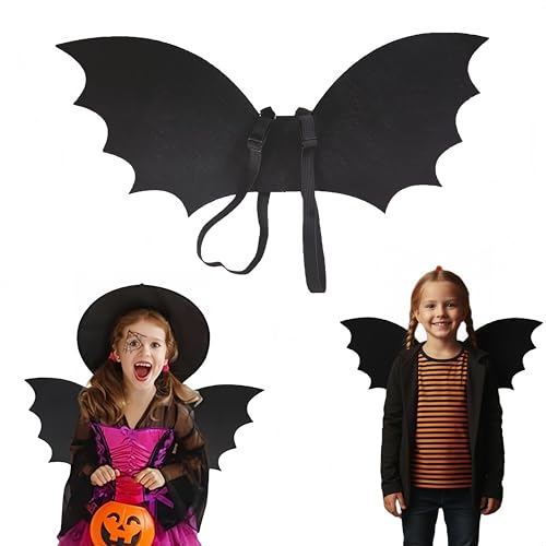 SDXCJY Halloween Fledermaus Umhang Flügel für Kinder, schwarze Fledermausflügel mit verstellbarem Riemen, Teufelsflügel, Zubehör für Vampir-Kostüm, Kinder und Cosplay-Partys (48 x 20 cm) (schwarz) von SDXCJY