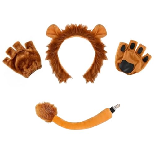 SDXCJY Löwen-Kostüm-Set mit Löwenohren, Paar Handschuhe, Schwanz, perfekt für Kinder und Erwachsene, Cosplay, Halloween, Geburtstag, Karneval, Bühnenauftritt. SDXCJY Löwen-Kostüm-Set mit Löwenohren, Paar Handschuhe, Schwanz, perfekt für Kinder und Erwachsene, Cosplay, Halloween, Geburtstag, Karneval, Bühnenauftritt. von SDXCJY