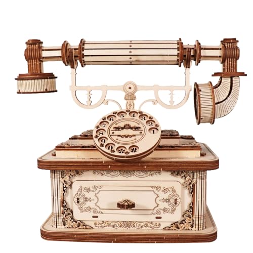 3D Holzpuzzle Retro Telefon Erwachsene Bausatz Vintage Deko Ohne Kleber Mechanisches Puzzle Geschenk für Männer Frauen von SDYAYFGE