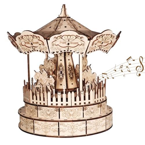 3D Puzzle Erwachsene Holz Modellbau Karussell mit Musikbox und Drehfunktion Modellbausatz Home Decoration 3D Puzzle Erwachsene Holz Modellbau Karussell mit Musikbox und Drehfunktion Modellbausatz Home Decoration von SDYAYFGE