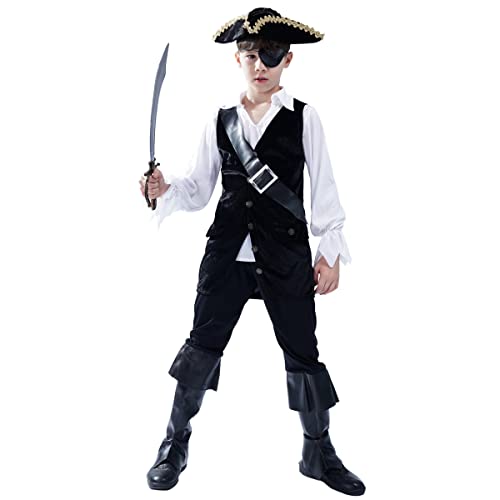 SEA HARE Cooles schwarzes Piraten Kostüm Deluxe für Jungen (S :4-6 Jahre) von SEA HARE