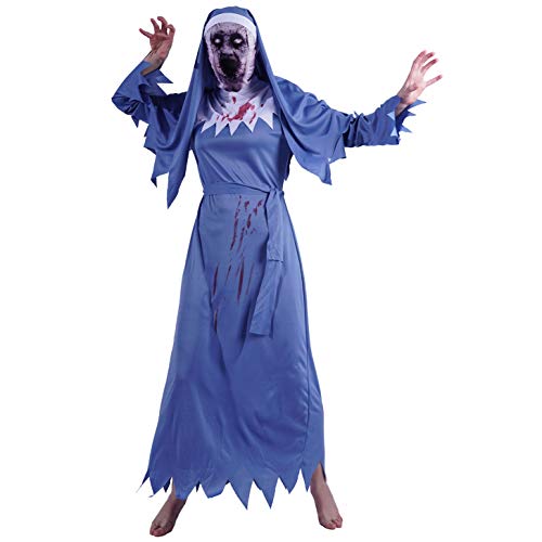SEA HARE Erwachsene Halloween Frauen Blutig Nonne Kostüm (Blau) von SEA HARE
