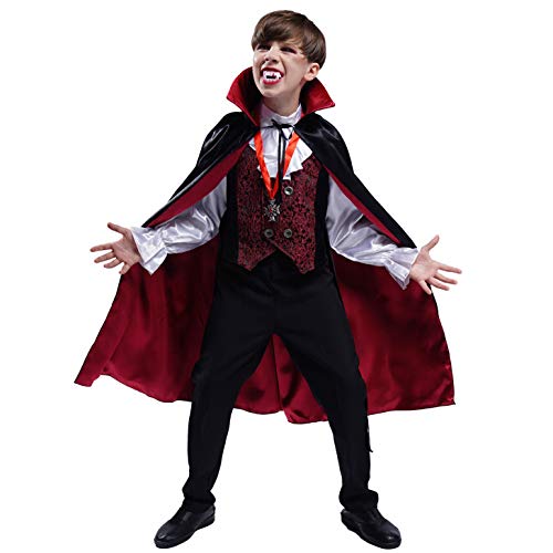 SEA HARE Jungen Halloween Gotischer Vampir Kostüm (M:7-9Jahre) von SEA HARE