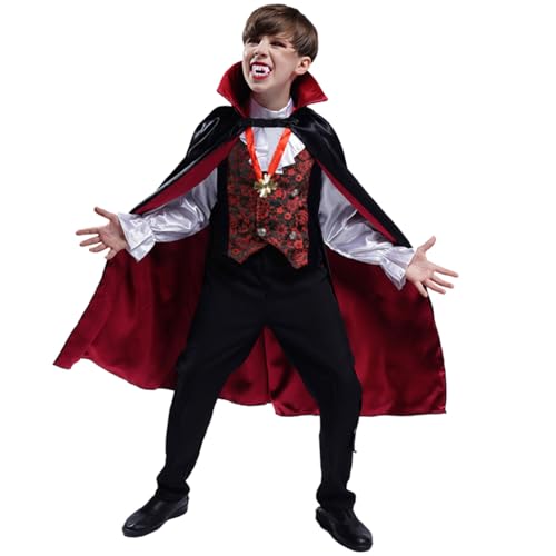 SEA HARE Jungen Halloween Gotischer Vampir Kostüm (M:7-9Jahre) von SEA HARE