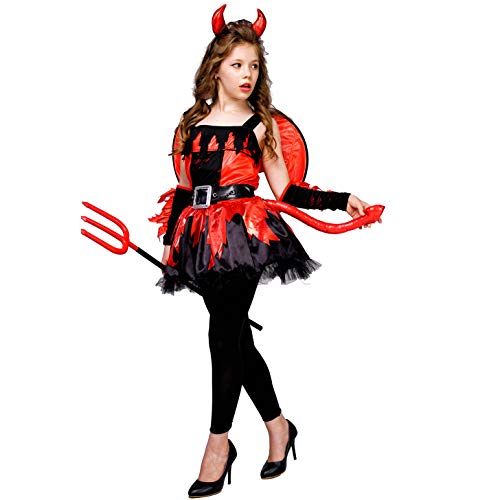 SEA HARE Roter Teufel Mädchen Kostüm Mit Flügel (S :4-6 Jahre) von SEA HARE