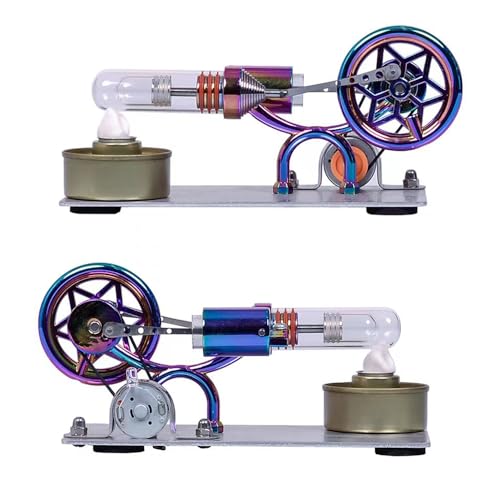 SEAFRONT Hot Air Stirling Motormotor mit Legierung Basis 6-Punkte Sternmuster Schwungrad LED-Lampen-Bildungswissenschaft Experiment für Erwachsene Kinderlehrer (Mehrfarbig) von SEAFRONT