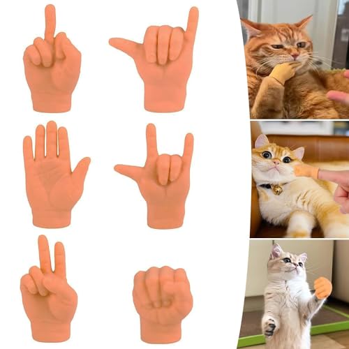 SEAHUI Lustige Katzenhandschuhe, Mini-Hände für Katzen, Spielzeug, dehnbare kleine Hände, Fingerpuppen, kleine Mini-Fingerhände, Fingerrequisiten, Rockschere, Spielzeug für Katze, Hund, Haustiere, von SEAHUI