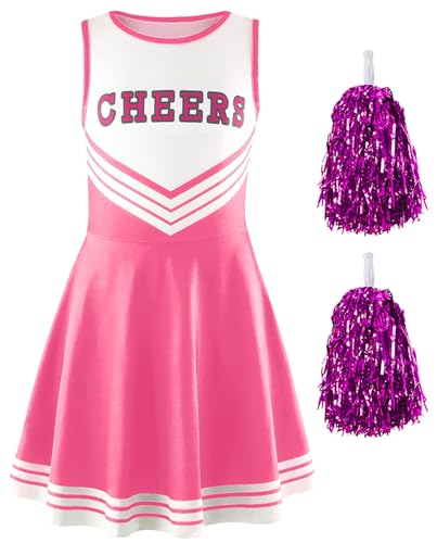 SEAUR Damen Cheerleader Outfit Schulmädchen Kostüm Erwachsene Cheerleading Kleider mit Pom Poms Socken Party Cosplay Halloween Karneval Fasching Rosa XL SEAUR Damen Cheerleader Outfit Schulmädchen Kostüm Erwachsene Cheerleading Kleider mit Pom Poms Socken Party Cosplay Halloween Karneval Fasching Rosa XL von SEAUR