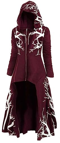 SEAUR Damen Vintage Gothic Kleider Mittelalter Renaissance Umhang Kleid Steampunk Halloween Party Kostüm, Claret-3, 4XL von SEAUR