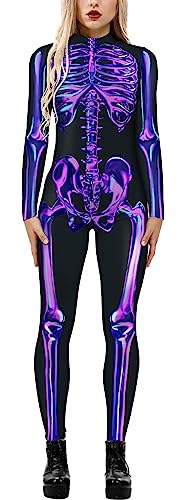 SEAUR Halloween Kostüm Damen Roboter Cosplay Catsuit Overall Knochen Anzug Karneval L von SEAUR