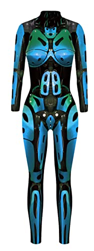 SEAUR Halloween Kostüm Damen Roboter Cosplay Catsuit Overall Knochen Anzug Karneval M von SEAUR