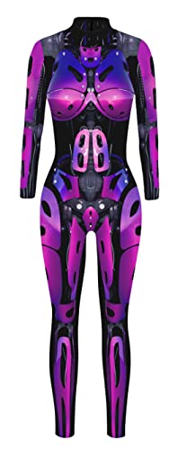 SEAUR Halloween Kostüm Damen Roboter Cosplay Catsuit Overall Knochen Anzug Karneval S von SEAUR