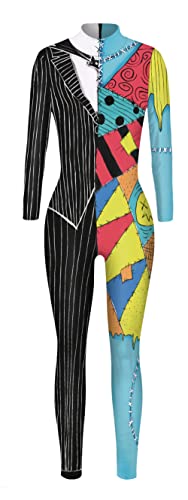 SEAUR Halloween Kostüm Damen Skelett Cosplay Catsuit Overall Knochen Anzug Karneval M von SEAUR