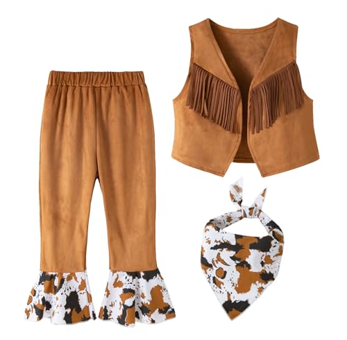 SEAUR Niedliches Cowboy Outfit Kinder Verkleidung mit Bandana Western Kostüm Kinder Festival Cowgirl 5-6 Jahre SEAUR Niedliches Cowboy Outfit Kinder Verkleidung mit Bandana Western Kostüm Kinder Festival Cowgirl 5-6 Jahre von SEAUR