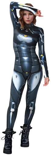 SEAUR Skelett Kostüm Damen Halloween Karneval Cosplay Overall Roboter Jumpsuit Knochen Anzug Fasching - M SEAUR Skelett Kostüm Damen Halloween Karneval Cosplay Overall Roboter Jumpsuit Knochen Anzug Fasching - M von SEAUR