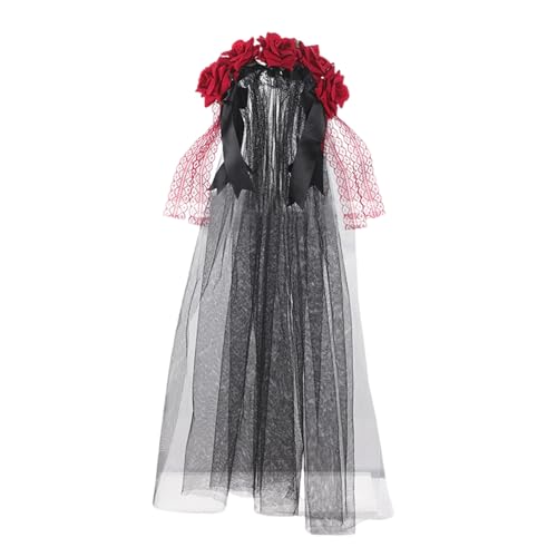 Day of the Deads Kopfschmuck Rose Blumen Kronen Schleier Halloween Kostüm Mexikaner Blume Stirnband für Erwachsene Damen Mädchen Tag der Toten Kopfschmuck Day of the Deads Kopfschmuck Rose Blumen Kronen Schleier Halloween Kostüm Mexikaner Blume Stirnband für Erwachsene Damen Mädchen Tag der Toten Kopfschmuck von SEAYACK