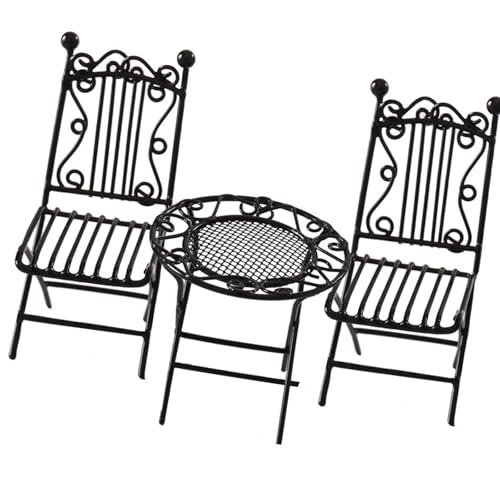Miniatur-Puppenhäuser, Möbel, Eisen, Tisch und Stuhl-Set, Modellfigur zum Basteln, Garten, Bistro-Szene Miniatur-Puppenhäuser, Möbel, Eisen, Tisch und Stuhl-Set, Modellfigur zum Basteln, Garten, Bistro-Szene von SEAYACK