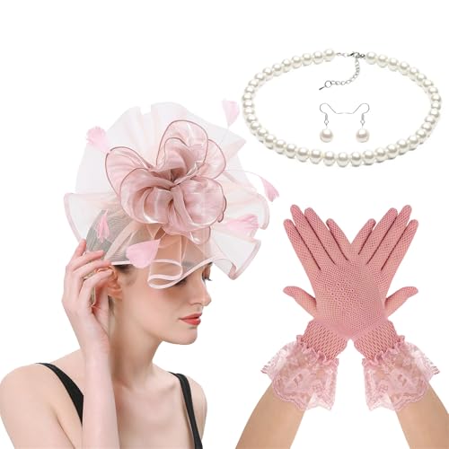 SEAYACK Gefiedertes Schleier-Stirnband, 1920er-Jahre-Kostüm, Zubehör mit Halskette, Ohrringen, Handschuhen für Damen, Halloween, Hochzeit, Abschlussball, Spitzenschleier mit Kopfbedeckung SEAYACK Gefiedertes Schleier-Stirnband, 1920er-Jahre-Kostüm, Zubehör mit Halskette, Ohrringen, Handschuhen für Damen, Halloween, Hochzeit, Abschlussball, Spitzenschleier mit Kopfbedeckung von SEAYACK