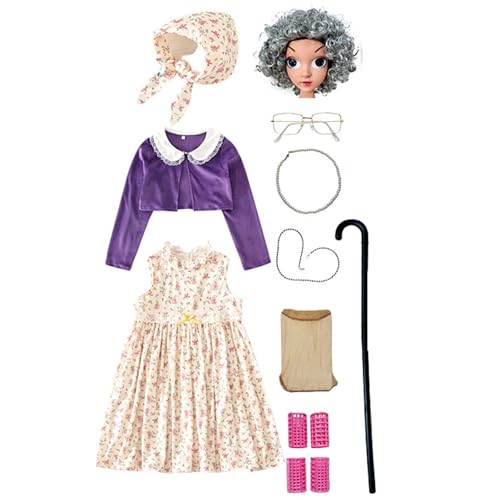 SEAYACK Halloween Old Lady Kostüm Für Kinder Mädchen 100 Schultag Kostüm Neuheit Cosplay Kostümzubehör SEAYACK Halloween Old Lady Kostüm Für Kinder Mädchen 100 Schultag Kostüm Neuheit Cosplay Kostümzubehör von SEAYACK