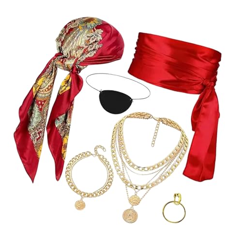 SEAYACK Halloween Pirate Kostüm Accessoire Frauen Männer Verkleiden Accessoire Kopftuch Augenflecken Ohrringe Halskette Armband Ohrring Für Frauen SEAYACK Halloween Pirate Kostüm Accessoire Frauen Männer Verkleiden Accessoire Kopftuch Augenflecken Ohrringe Halskette Armband Ohrring Für Frauen von SEAYACK