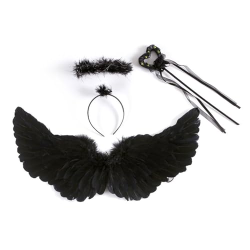 SEAYACK Halloween Teufel Kostüm Teufel/Fraiy Flügel Teufel Horn Stirnband Zauberstab Kostüm Zubehör für Cosplay Party SEAYACK Halloween Teufel Kostüm Teufel/Fraiy Flügel Teufel Horn Stirnband Zauberstab Kostüm Zubehör für Cosplay Party von SEAYACK