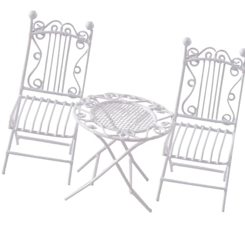 SEAYACK Miniatur-Puppenhäuser, Möbel, Eisen, Tisch und Stuhl-Set, Modellfigur zum Basteln, Garten, Bistro-Szene SEAYACK Miniatur-Puppenhäuser, Möbel, Eisen, Tisch und Stuhl-Set, Modellfigur zum Basteln, Garten, Bistro-Szene von SEAYACK
