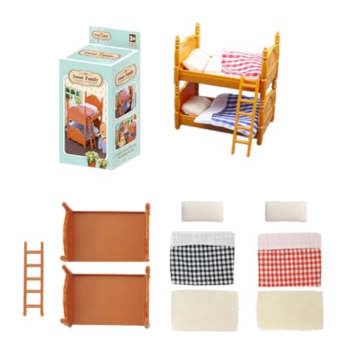 SEAYACK Miniatur-Puppenhäuser-Zubehör, Doppelbett-Möbel, Etagenbett-Dekorationen, Ornament für Miniatur-Puppenhäuser-Kits SEAYACK Miniatur-Puppenhäuser-Zubehör, Doppelbett-Möbel, Etagenbett-Dekorationen, Ornament für Miniatur-Puppenhäuser-Kits von SEAYACK