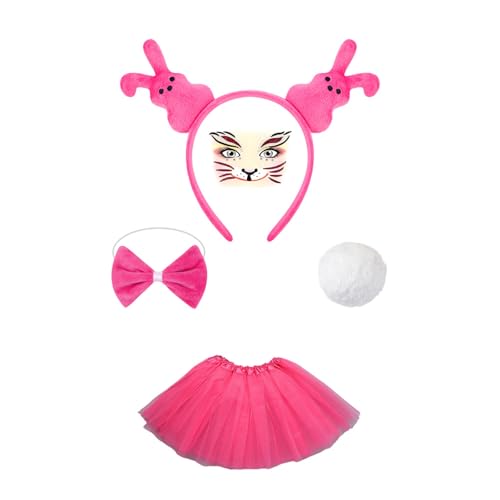 SEAYACK Osterbasencostume Set Frauenkaninchen Ohren Stirnband Bowtie Tutus Rock Bunnies Schwanzzubehör Für Halloween Party SEAYACK Osterbasencostume Set Frauenkaninchen Ohren Stirnband Bowtie Tutus Rock Bunnies Schwanzzubehör Für Halloween Party von SEAYACK