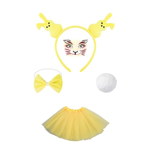 SEAYACK Osterbasencostume Set Frauenkaninchen Ohren Stirnband Bowtie Tutus Rock Bunnies Schwanzzubehör Für Halloween Party SEAYACK Osterbasencostume Set Frauenkaninchen Ohren Stirnband Bowtie Tutus Rock Bunnies Schwanzzubehör Für Halloween Party von SEAYACK