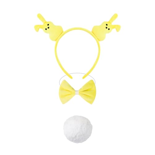 SEAYACK Osterbasencostume Set Frauenkaninchen Ohren Stirnband Bowtie Tutus Rock Bunnies Schwanzzubehör Für Halloween Party von SEAYACK
