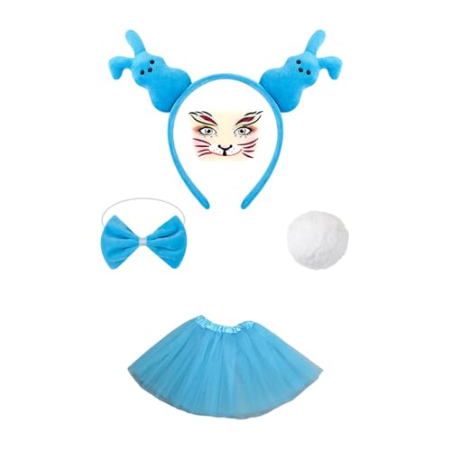 SEAYACK Osterbasencostume Set Frauenkaninchen Ohren Stirnband Bowtie Tutus Rock Bunnies Schwanzzubehör Für Halloween Party SEAYACK Osterbasencostume Set Frauenkaninchen Ohren Stirnband Bowtie Tutus Rock Bunnies Schwanzzubehör Für Halloween Party von SEAYACK