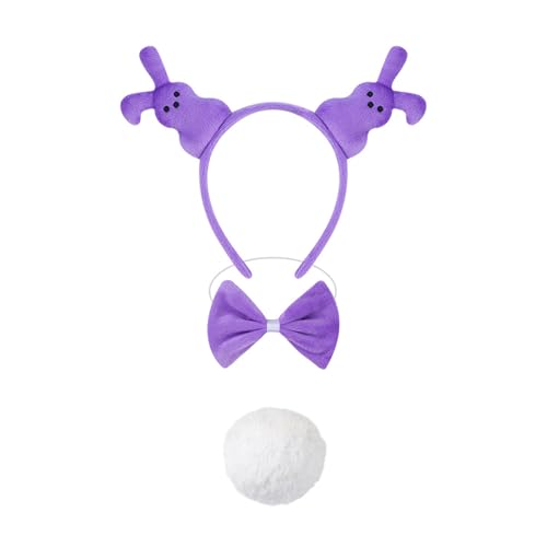 SEAYACK Osterbasencostume Set Frauenkaninchen Ohren Stirnband Bowtie Tutus Rock Bunnies Schwanzzubehör Für Halloween Party von SEAYACK