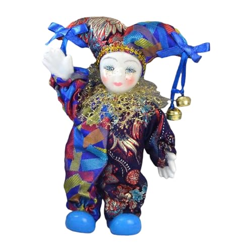 SEAYACK Posiable Clown Puppet Mit Keramikkopf Festival Kostüm Zum Geburtstag Neujahrsdekoration Für Alle Alterswesten Westlicher Keramik Clown Figur von SEAYACK