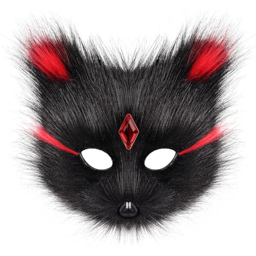 SEAYACK Sekt Strasssteine Plüsch Halbmask Foxes Thema Für Tänze Bequeme Verschleiß Leichter Partyzubehör Cosplay Gesichts Cover von SEAYACK