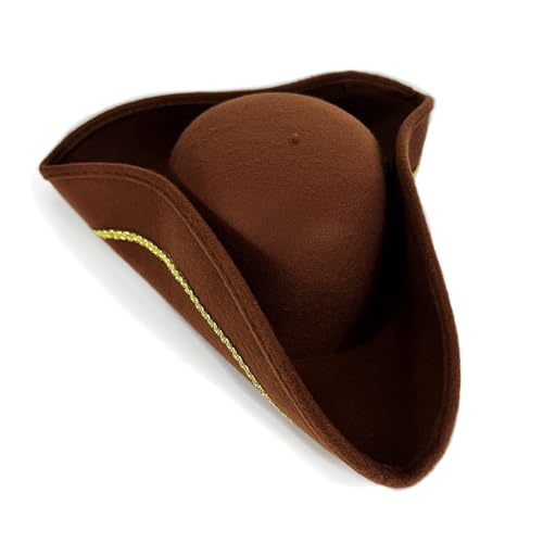 SEAYACK Viktorianischer Piratenhut mit goldgenähtem weichem Futter, Dreizack-Hut für Kostümpartys, Vintage-Kostüm, Zubehör, Kapitänsmütze von SEAYACK