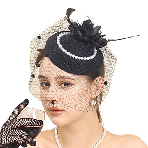 SEAYACK Zarte Perlenhut-Netzgarn-Haarspangen, Halloween, Cosplay, Haarhalter, Mittelalter-Party, Kostüm, Kopfbedeckung für Mädchen von SEAYACK