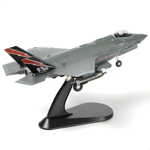 SEBUNAS 1:72 Maßstab F-35A Lightning II Kampfjet-Modell Lockheed Martin AF01 mit Rakete und Fahrwerk, Stealth Fighter Miniatur-Militär-Metalldruckguss, Flugzeugmodellbausatz für Erwachsene, von SEBUNAS