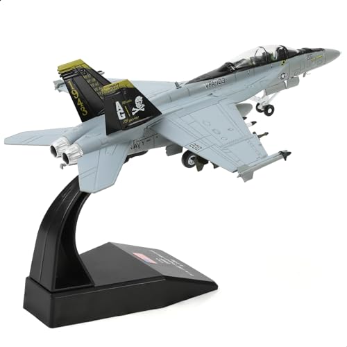 SEBUNAS F/A-18 Super Hornet Kampfjet-Modell im Maßstab 1/100, US Navy Kampfflugzeug VFA 103 Jolly Rogers, Miniatur-Flugzeugmodellbausatz aus Metalldruckguss mit Ständer für Erwachsene SEBUNAS F/A-18 Super Hornet Kampfjet-Modell im Maßstab 1/100, US Navy Kampfflugzeug VFA 103 Jolly Rogers, Miniatur-Flugzeugmodellbausatz aus Metalldruckguss mit Ständer für Erwachsene von SEBUNAS