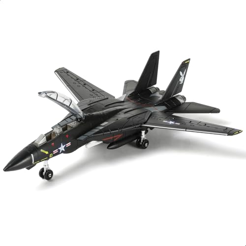 SEBUNAS F-14 Tomcat Kampfjet, Schnellbausatz im Maßstab 1:72 (schwarz), Militärflugzeug F14 aus Kunststoff, Montageflugzeugmodell mit Ständer, Geschenk für Erwachsene (36 Teile) von SEBUNAS
