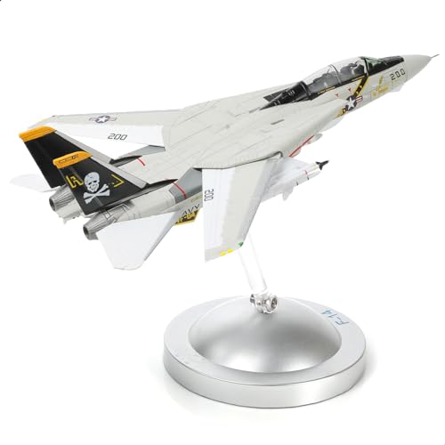 SEBUNAS NUOTIE F-14A Tomcat 1/100 Metall Flugzeug Modellbausätze mit Ständer VF-84 Jolly Rogers DieCast Alloy Fighter Modell Jet Replik Vorgefertigte Militärflugzeugsammlung für Display oder Geschenk von SEBUNAS
