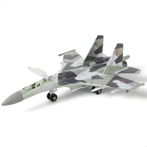 SEBUNAS SU-35 Kampfjet-Modellbausatz im Maßstab 1:100, Kunststoff, Militärjet-Flugzeug-Montage, Flugzeugmodell mit Ständer, Sammlung oder Geschenk für Erwachsene und Kinder (34 Stück) von SEBUNAS