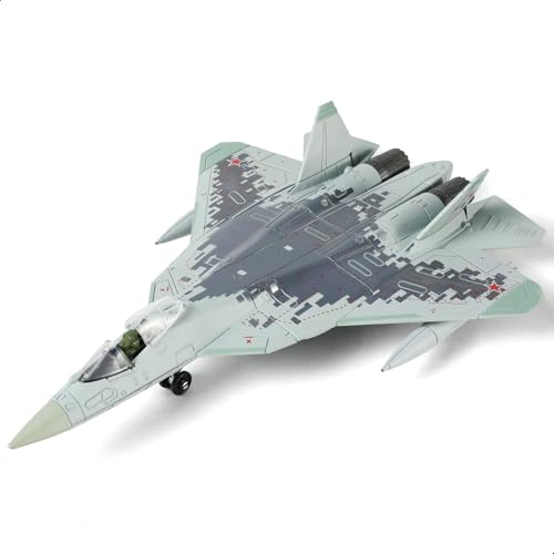 SEBUNAS SU-57 Kampfjet-Modellbausatz im Maßstab 1:72, Kunststoff, Militärjet-Flugzeug-Montage, Flugzeugmodell mit Ständer, Sammlung oder Geschenk für Erwachsene und Kinder (39 Teile) von SEBUNAS