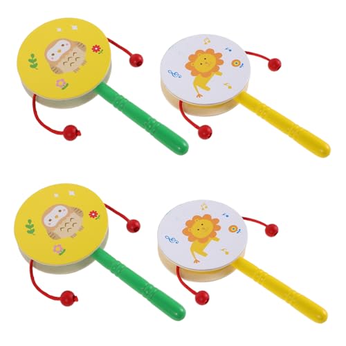 SECFOU 4-teiliges Kinder-Musikinstrument Aus Holz, Handrasseln, Trommel-Set, Cartoon-löwe- Und Eulen-Design, Lernspielzeug Für Babys, Frühes Lernen, Neugeborene Und Kleinkinder SECFOU 4-teiliges Kinder-Musikinstrument Aus Holz, Handrasseln, Trommel-Set, Cartoon-löwe- Und Eulen-Design, Lernspielzeug Für Babys, Frühes Lernen, Neugeborene Und Kleinkinder von SECFOU