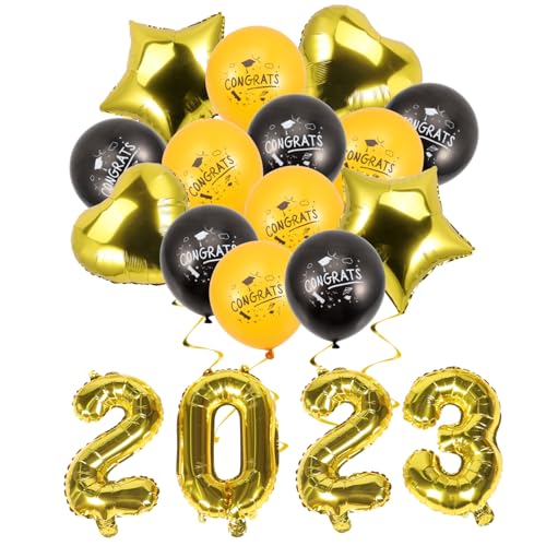 SECFOU Dekoratives Ballon Graduation Party Ballons Schwarz Gold mit Sternen und Herzen Abschlussfeier Deko für Klassenzimmer und Fotohintergrund Abitur Dekoration SECFOU Dekoratives Ballon Graduation Party Ballons Schwarz Gold mit Sternen und Herzen Abschlussfeier Deko für Klassenzimmer und Fotohintergrund Abitur Dekoration von SECFOU